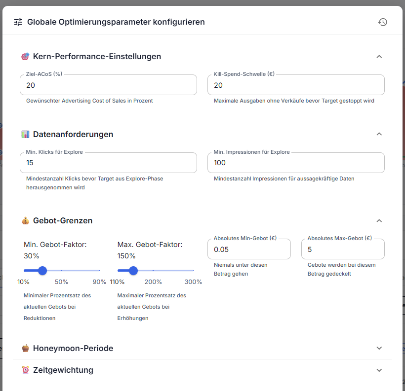 Granulare Konfiguration: Regeln auf Account-, Kampagnen- und Ad-Group-Ebene